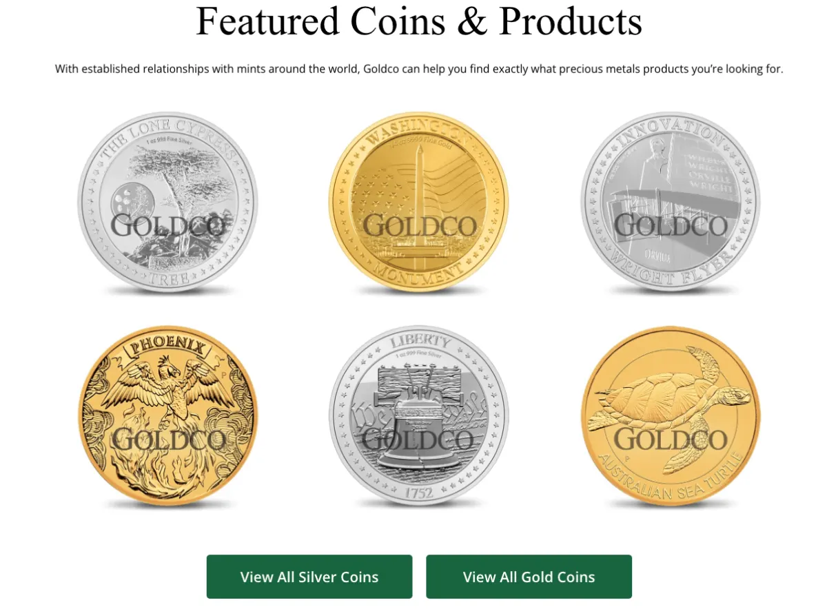 Goldco gold and silver coins