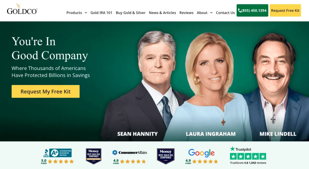 Goldco website homepage